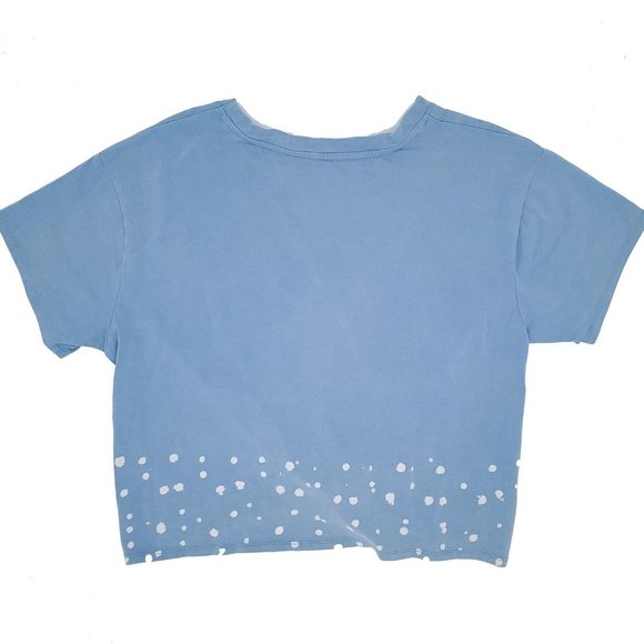 RBX Mineral Washed w/ Speckle Pattern Tie Front T-Shirt Corn Flower Blue Large - Picture 2 of 4